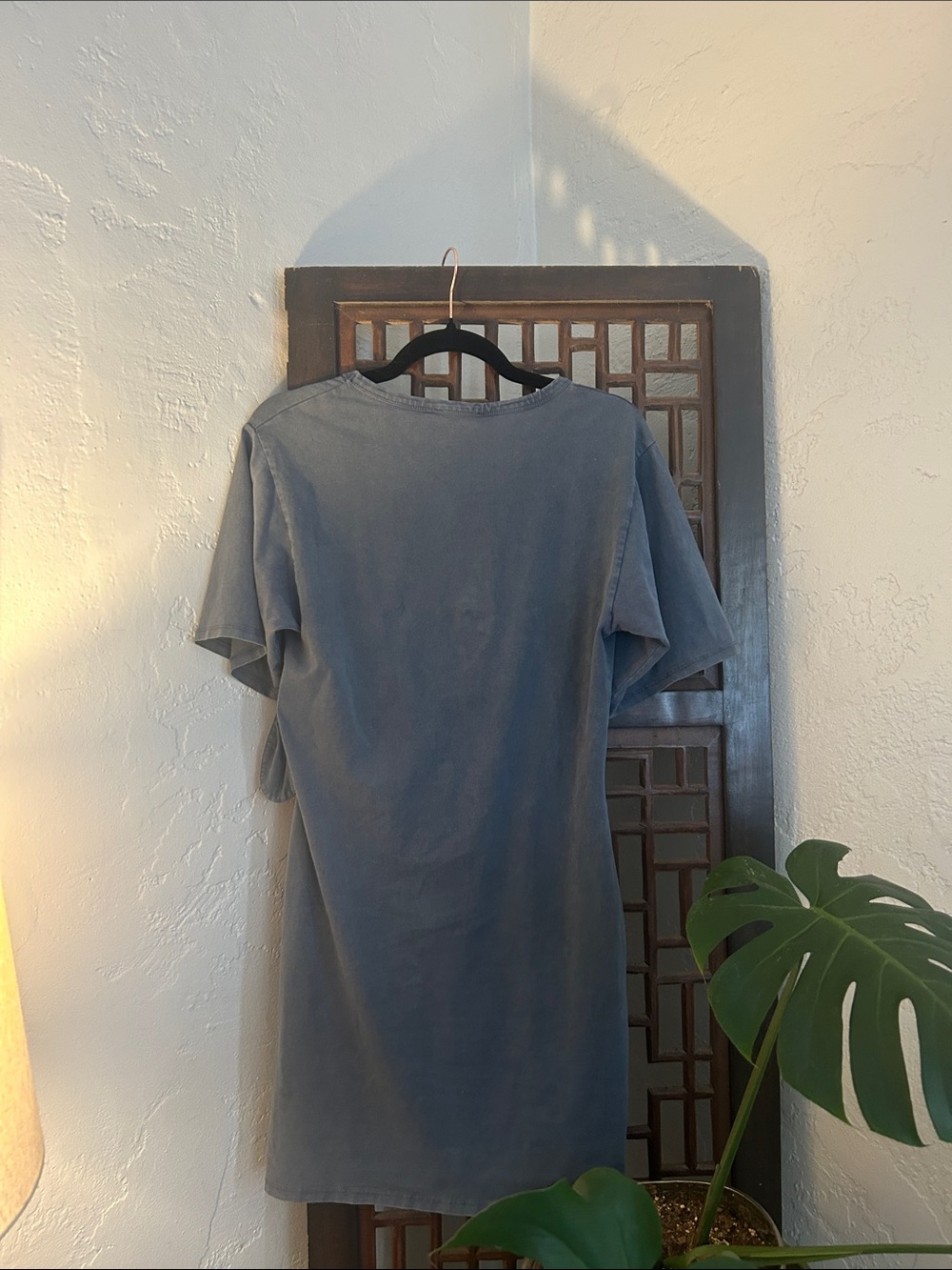 Zara Slate Grey Washed Tie-Ring Mini Dress - Picture 4 of 4